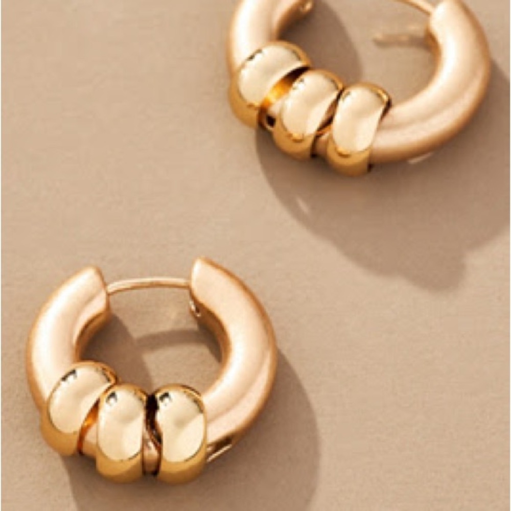 Anthropologie Thick Charmed Huggie Hoop Earrings